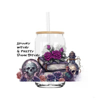 Spooky  Witchy Bitchy Glass Libbey Cup