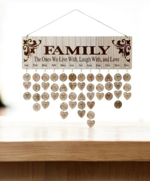 Family Wooden Birthday Calendar