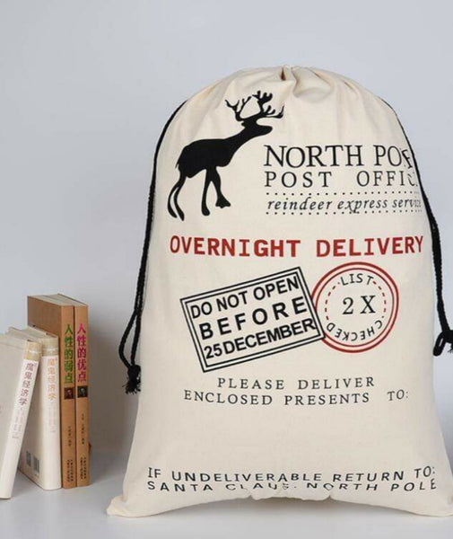Overnight Delivery Stamp Santa Sack Personalised