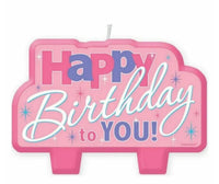 Pink Happy birthday candle topper