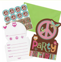 Boho hippie birthday invitations